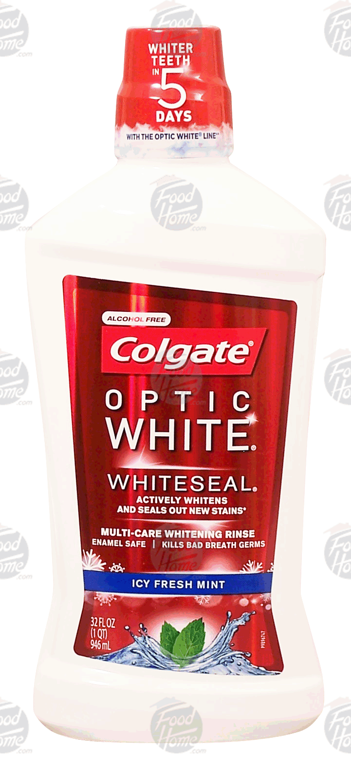 Colgate Optic White whiteseal; multi-care whitening rinse, icy fresh mint Full-Size Picture